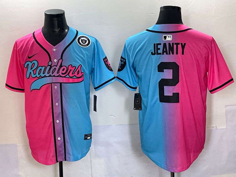 Men 2025 Oakland Raiders 2 Jeanty Blue pink Nike Limited NFL Jersey 006